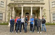 6 May 2014; Senior footballers, from left to right, Leighton Glynn, Wicklow, Shane Lennon, Louth, Ross Munnelly, Laois, Patrick Collum, Longford, Conor Gillespie, Meath, James McCarthy, Dublin, Alan Mulhall, Offaly, Ben Brosnan, Wexford, and Eoin Doyle, Kildare, in attendance at the launch of the Leinster Senior Championships 2014. Farmleigh House, Dublin. Picture credit: Barry Cregg / SPORTSFILE