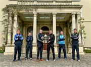 6 May 2014; Senior hurlers, from left, Johnny McCaffrey, Dublin, Matthew Whelan, Laois, Joe Canning, Galway, Lester Ryan, Kilkenny, Matthew O'Hanlon, Wexford, and Joe Bergin, Offaly, in attendance at the launch of the Leinster Senior Championships 2014. Farmleigh House, Dublin. Picture credit: Barry Cregg / SPORTSFILE