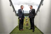 6 May 2014; Dundalk manager Stephen Kenny, left, and Sligo Rovers manager Ian Baraclough at Tallaght Stadium in advance of their Setanta Sports Cup Final. Tallaght Stadium, Tallaght, Co. Dublin. Picture credit: Stephen McCarthy / SPORTSFILE
