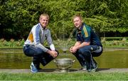 6 May 2014; Senior footballers Patrick Collum, Longford, and Alan Mulhall, Offaly, in attendance at the launch of the Leinster Senior Championships 2014. Farmleigh House, Dublin. Picture credit: Barry Cregg / SPORTSFILE