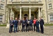 6 May 2014; Senior football managers, from left, Jason Ryan, Kildare, Jack Sheedy, Longford, Harry Murphy, Wicklow, Jim Gavin, Dublin, John Horan, Chairman of the Leinster Council, Mick O'Dowd, Meath, Aidan O'Rourke, Emmet McDonnell, Offaly, and Aidan O'Brien, Wexford, in attendance at the launch of the Leinster Senior Championships 2014. Farmleigh House, Dublin. Picture credit: Barry Cregg / SPORTSFILE