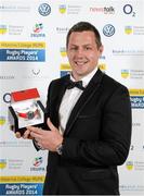 7 May 2014; Munster's James Coughlan who was presented with the O2 Unsung Hero award at the Hibernia College IRUPA Rugby Player Awards 2014. Hibernia College IRUPA Rugby Player Awards 2014, Burlington Hotel, Dublin. Picture credit: Brendan Moran / SPORTSFILE