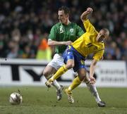 1 March 2006; Henrik Larsson, Sweden, in action against Andy O'Brien, Republic of Ireland. International Friendly, Republic of Ireland v Sweden, Lansdowne Road, Dublin. Picture credit: Pat Murphy / SPORTSFILE