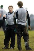 7 March 2006; Head coach Eddie O'Sullivan in conversation with Andrew Trimble during Ireland rugby squad training. St. Gerard's School, Bray, Co. Wicklow. Picture credit: Brendan Moran / SPORTSFILE