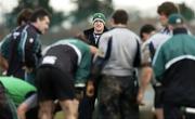 7 March 2006; Lock Paul O'Connell watches as forwards coach Niall O'Donovan speaks to the pack during Ireland rugby squad training. St. Gerard's School, Bray, Co. Wicklow. Picture credit: Brendan Moran / SPORTSFILE