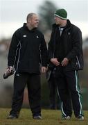 7 March 2006; Lock Paul O'Connell, right, in conversation with video analyat Mervyn Murphy during Ireland rugby squad training. St. Gerard's School, Bray, Co. Wicklow. Picture credit: Brendan Moran / SPORTSFILE