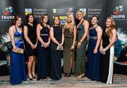 7 May 2014; Members of the Irish Women's 7's squad, from left, Claire Keohane, Laura Lee Walsh, Nicky Haughey, Shannon Houston, Megan Williams, Siobhan Farren, Katie Fitzhenry and Nicole Cronin in attendance at the Hibernia College IRUPA Rugby Player Awards 2014. Burlington Hotel, Dublin. Picture credit: Brendan Moran / SPORTSFILE