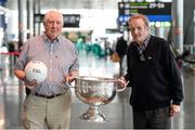 8 May 2014; Members of the All-Ireland Football winning Dublin team of 1974 Paddy Cullen and Jimmy Keaveney with the Sam Maguire Cup in attendance at a 40th anniversary reception hosted by the Dublin Airport Authority. Dublin Airport, Dublin. Picture credit: Stephen McCarthy / SPORTSFILE