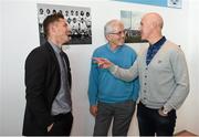 8 May 2014; Bernard Brogan Snr of the All-Ireland Football winning Dublin team of 1974, centre, in conversation with current Dublin footballer Paul Flynn, left, and member of the All-Ireland Football winning Dublin team of 1995 Paul Clarke at a 40th anniversary reception hosted by the Dublin Airport Authority. Dublin Airport, Dublin. Picture credit: Stephen McCarthy / SPORTSFILE