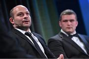 7 May 2014; Ulster's Rory Best and Leinster's Jack McGrath are interviewed at the Hibernia College IRUPA Rugby Player Awards 2014. Burlington Hotel, Dublin. Picture credit: Brendan Moran / SPORTSFILE