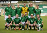 7 May 2014; The Republic of Ireland team, back row, from left, Louise Quinn, Julie Ann Russell, Diane Caldwell, Emma Byrne, Fiona O'Sullivan and Sophie Perry, with, front row, from left, Aine O'Gorman, Denise O'Sullivan, Shannon Smyth, Meabh de Burca and Dora Gorman. FIFA Women's World Cup Qualifier, Republic of Ireland v Russia, Tallaght Stadium, Tallaght, Co. Dublin. Picture credit: Stephen McCarthy / SPORTSFILE