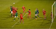 7 May 2014; Republic of Ireland and Russia players contest a corner. FIFA Women's World Cup Qualifier, Republic of Ireland v Russia, Tallaght Stadium, Tallaght, Co. Dublin. Picture credit: Stephen McCarthy / SPORTSFILE