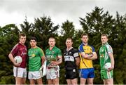 8 May 2014; In attendance at the launch of the 2014 Connacht GAA Football Championship are, from left to right, Paul Conroy, Galway, Emlyn Mulligan, Leitrim, Andy Moran, Mayo, Adrian Marren, Sligo, Niall Carty, Roscommon, and Mark Gottche, London. Connacht GAA Centre, Bekan, Claremorris, Co. Mayo. Picture credit: Diarmuid Greene / SPORTSFILE