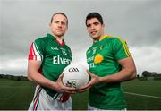 8 May 2014; In attendance at the launch of the 2014 Connacht GAA Football Championship are Andy Moran, Mayo, left, and Emlyn Mulligan, Leitrim. Connacht GAA Centre, Bekan, Claremorris, Co. Mayo. Picture credit: Diarmuid Greene / SPORTSFILE