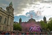 8 May 2014; A general view at the end of the team presentation at the Giro d'Italia opening cermony. City Hall, Belfast, Co. Antrim. Picture credit: Stephen McMahon / SPORTSFILE