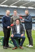 9 May 2014; Pictured at the launch of Newstalk 106-108 fm's coverage schedule of the 2014 GAA All-Ireland Senior Championships are, from left to right, Newstalk Sports Editor Ger Gilroy, Limerick hurler Seamus Hickey, Tyrone footballer Sean Cavanagh and former Laois player Colm Parkinson. Newstalk's Off the Ball team also revealed an all-star panel that will join the team in delivering the best GAA coverage and analysis on national radio. Croke Park, Dublin. Picture credit: Ramsey Cardy / SPORTSFILE