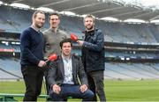 9 May 2014; Pictured at the launch of Newstalk 106-108 fm's coverage schedule of the 2014 GAA All-Ireland Senior Championships are, from left to right, Newstalk Sports Editor Ger Gilroy, Limerick hurler Seamus Hickey, Tyrone footballer Sean Cavanagh and former Laois player Colm Parkinson. Newstalk's Off the Ball team also revealed an all-star panel that will join the team in delivering the best GAA coverage and analysis on national radio. Croke Park, Dublin. Picture credit: Ramsey Cardy / SPORTSFILE
