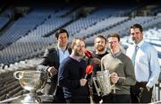 9 May 2014; Pictured at the launch of Newstalk 106-108 fm's coverage schedule of the 2014 GAA All-Ireland Senior Championships are, from left to right, Tyrone footballer Sean Cavanagh, Newstalk Sports Editor Ger Gilroy, former Laois player Colm Parkinson, Limerick hurler Seamus Hickey and Donegal footballer Paul Durcan. Newstalk's Off the Ball team also revealed an all-star panel that will join the team in delivering the best GAA coverage and analysis on national radio. Croke Park, Dublin. Picture credit: Ramsey Cardy / SPORTSFILE