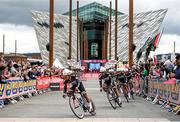 9 May 2014; Team Colombia compete in the Team Time Trial event at Titanic Quarter during stage 1 of the Giro d'Italia 2014. Belfast, Co. Antrim. Picture credit: Stephen McCarthy / SPORTSFILE