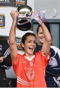 10 May 2014; Armagh captain Caroline O'Hanlon lifts the cup. TESCO Ladies National Football League Division 3 Final, Armagh v Waterford, Parnell Park, Dublin. Picture credit: Barry Cregg / SPORTSFILE