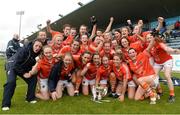 10 May 2014; The Armagh team celebrate with the cup after the game. TESCO Ladies National Football League Division 3 Final, Armagh v Waterford, Parnell Park, Dublin. Picture credit: Barry Cregg / SPORTSFILE