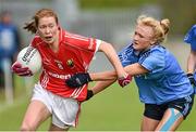 10 May 2014; Rena Buckley, Cork, in action against Carla Rowe, Dublin. TESCO Ladies National Football League Division 1 Final, Cork v Dublin, Parnell Park, Dublin. Picture credit: Barry Cregg / SPORTSFILE