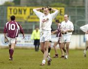 12 March 2006; Padraig Mullarkey, Kildare, shows his dissapointment after defeat to Galway. Allianz National Football League, Division 1B, Round 4, Kildare v Galway, St. Conleth's Park, Newbridge, Co. Kildare. Picture credit: Pat Murphy / SPORTSFILE