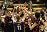 13 March 2006; Boys Marist College, Athlone, and CBS Tramore players contest the ball. Schools League Basketball Finals, Boys U19B Final, Boys Marist College, Athlone v CBS Tramore, National Basketball Arena, Tallaght, Dublin. Picture credit: Damien Eagers / SPORTSFILE