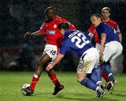 13 March 2006; Shelbourne's Joseph Ndo in action against Jamie Mulgrew, Linfield. Setanta Cup, Group 2, Linfield v Shelbourne, Windsor Park, Belfast. Picture credit: Oliver McVeigh / SPORTSFILE