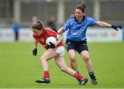 10 May 2014; Eimear Scully, Cork, in action against Denise Masterson, Dublin. TESCO Ladies National Football League Division 1 Final, Cork v Dublin, Parnell Park, Dublin. Picture credit: Barry Cregg / SPORTSFILE