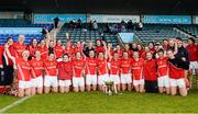 10 May 2014; The Cork team celebrate victory with the cup. TESCO Ladies National Football League Division 1 Final, Cork v Dublin, Parnell Park, Dublin. Picture credit: Barry Cregg / SPORTSFILE