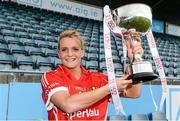 10 May 2014; Cork captain Briege Corkery with the cup. TESCO Ladies National Football League Division 1 Final, Cork v Dublin, Parnell Park, Dublin. Picture credit: Barry Cregg / SPORTSFILE