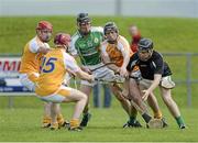 11 May 2014; Simon McCrory, PJ O'Connell and Ciaran Clarke, Antrim,battling against Noel McDonald and James Barrett , London. GAA All-Ireland Senior Hurling Championship Qualifier Group, Round 3, Antrim v London, Ballycastle, Co. Antrim. Picture credit: Oliver McVeigh / SPORTSFILE