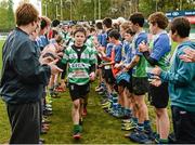 5 May 2014; Naas captain Sam Cahill leads his team through the guard of honour formed by Gorey. McGowan U13 Cup Final, Gorey v Naas, Donnybrook Stadium, Donnybrook, Dublin. Picture credit: Piaras Ó Mídheach / SPORTSFILE