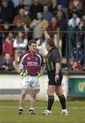 12 March 2006; Referee Brian Crowe shows a yellow card to Galway's Declan Meehan. Allianz National Football League, Division 1B, Round 4, Kildare v Galway, St. Conleth's Park, Newbridge, Co. Kildare. Picture credit: Pat Murphy / SPORTSFILE