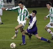 14 March 2006; George O'Callaghan, Cork City, in action against David Scullion, Dungannon Swifts. Setanta Cup, Group 1, Dungannon Swifts v Cork City, Stangmore Park, Dungannon, Co. Tyrone. Picture credit: Oliver McVeigh / SPORTSFILE