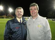 14 March 2006; Dungannon Swifts manager Joe McAree and Cork City manager Damien Richardson before the game. Setanta Cup, Group 1, Dungannon Swifts v Cork City, Stangmore Park, Dungannon, Co. Tyrone. Picture credit: Oliver McVeigh / SPORTSFILE