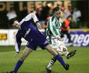 14 March 2006; David Scullion, Dungannon Swifts, in action against Billy Woods, Cork City. Setanta Cup, Group 1, Dungannon Swifts v Cork City, Stangmore Park, Dungannon, Co. Tyrone. Picture credit: Oliver McVeigh / SPORTSFILE