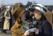 15 March 2006; Gilly Scott, left, from Dublin, member of the Glasgow House Racing Syndicate who own Burnt Oak, who runs in The Weatherbys Champion Bumper, enjoying the day with friend Kelly Clark. Cheltenham Festival, Prestbury Park, Cheltenham, England. Picture credit: Brian Lawless / SPORTSFILE
