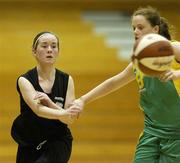 15 March 2006; Stacey O'Sullivan, Castleisland C.C, Co Kerry, in action against Ciara Donovan, Clonaslee Vocational School, Co Laois. Schools League Basketball Finals, Girls U19C Final, Clonaslee Vocational School v Castleisland C.C, National Basketball Arena, Tallaght, Dublin. Picture credit: Matt Browne / SPORTSFILE