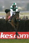 16 March 2006; Hot Weld, with Mr. Richard Harding up, clear the last on their way to winning the Letheby & Christopher National Hunt Steeple Chase Challenge Cup. Cheltenham Festival, Prestbury Park, Cheltenham, England. Picture credit: Brendan Moran / SPORTSFILE