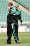 17 March 2006; Ronan O'Gara and David Humphreys during kicking practice. Ireland kicking practice, Twickenham, England. Picture credit: Gerry McManus / SPORTSFILE