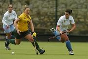 17 March 2006; Karen Clarke, Railway Union, in action against Sarah Gleeson, UCD. Ladies Senior Cup Final, UCD v Railway Union, Three Rock Rovers, Grange Road, Rathfarnham, Dublin. Picture credit: Ciara Lyster / SPORTSFILE