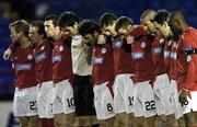 17 March 2006; Shelbourne players stand for a minute silence for the late Celtic legend Jimmy Johnson before the game. eircom League, Premier Division, Shelbourne v Longford Town, Tolka Park, Dublin. Picture credit: David Maher / SPORTSFILE
