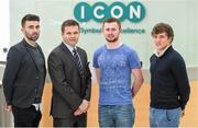 14 May 2014; GPA members in receipt of the ICON-GPA life Science Scholarship were today announced in the ICON offices in Sandyford, Dublin. The aim of the scholarships is to provide funding for inter-county players engaged in undergraduate and post-graduate life sciences courses.  Pictured are, from left, Tyrone footballer Tiernan McCann, Dessie Farrell, CEO of the Gaelic Players Association, Dublin footballer Jack McCaffrey and Clare hurler Shane O'Donnell. ICON, South County Business Park, Leopardstown, Co. Dublin. Picture credit: Ramsey Cardy / SPORTSFILE