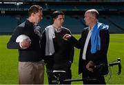 12 May 2014; Pictured at launch of The John Kelly ‘Road to Croker’ Charity Cycle with Nurney GAA and the Irish Kidney Association are former Dublin footballer Barry Cahill, left, Nurney and Kildare footballer Mikey Conway, centre, with Dr David Hickey, team doctor for the Dublin Senior football team and Director of the National Kidney and Pancreas Transplant Programme. Nurney GAA Club, Co. Kildare, in conjunction with The Irish Kidney Association has organised The John Kelly ‘Road to Croker' Charity Cycle with the event taking place on Sunday June 22nd. The 65 km cycle from Nurney to GAA Headquarters commemorates John Kelly one of the club’s outstanding members who passed away last August. All cycling enthusiasts are welcome to take part and the 'Club Challenge' section allows participants to not only support this worthy cause but also raise sponsorship for your club/organisation. To register or for further details contact Pauline on 086 6633402 or email roadtocroker2014@gmail.com. Croke Park, Dublin. Picture credit: Piaras Ó Mídheach / SPORTSFILE