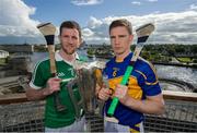 12 May 2014; At the launch of the 2014 Munster Senior Hurling Championship are Limerick hurler Donal O'Grady, left, and Tipperary hurler Brendan Maher. King John’s Castle, Limerick. Picture credit: Diarmuid Greene / SPORTSFILE