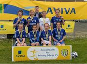13 May 2014; St Marys, NS, Arva, Cavan, runners up in Girls section B, with Damien Flaherty, Aviva. Aviva Health FAI Primary School 5’s Ulster Finals, Ballyare, Donegal League HQ, Letterkenny, Co. Donegal. Picture credit: Oliver McVeigh / SPORTSFILE