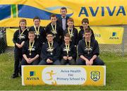 13 May 2014; Cloontagh NS, Clonmany, Innisowen, Co. Donegal, runners up in the Boys section C, with Damien Flaherty, Aviva. Aviva Health FAI Primary School 5’s Ulster Finals, Ballyare, Donegal League HQ, Letterkenny, Co. Donegal. Picture credit: Oliver McVeigh / SPORTSFILE