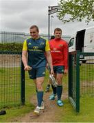 14 May 2014; Munster's Tommy O'Donnell, left, and CJ Stander arrive for squad training ahead of their side's Celtic League 2013/14 Play-off match against Glasgow Warriors on Friday. Munster Rugby Squad Training, Cork Institute of Technology, Bishopstown, Cork. Picture credit: Diarmuid Greene / SPORTSFILE